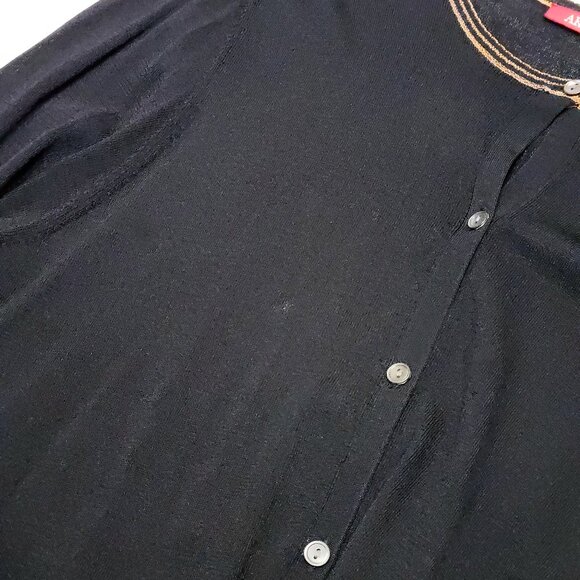 Anne Klein Womens Button Up Cardigan Sweater Size XL Black Office Corporate Goth - Picture 10 of 10